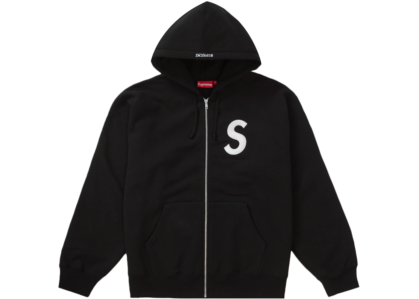 Men's S Logo Zip Up Hooded Sweatshirt (Black)