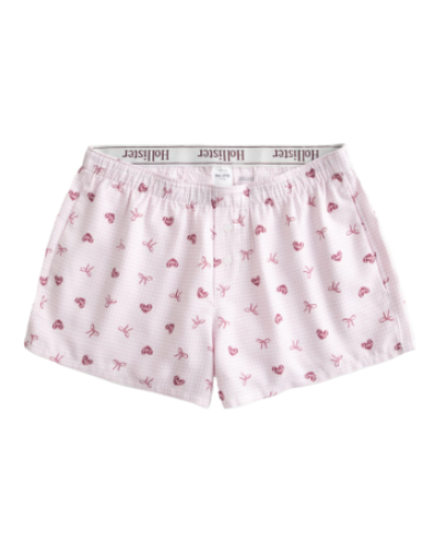 Women's Flannel Boxer Shorts (Pink Plaid Pattern)