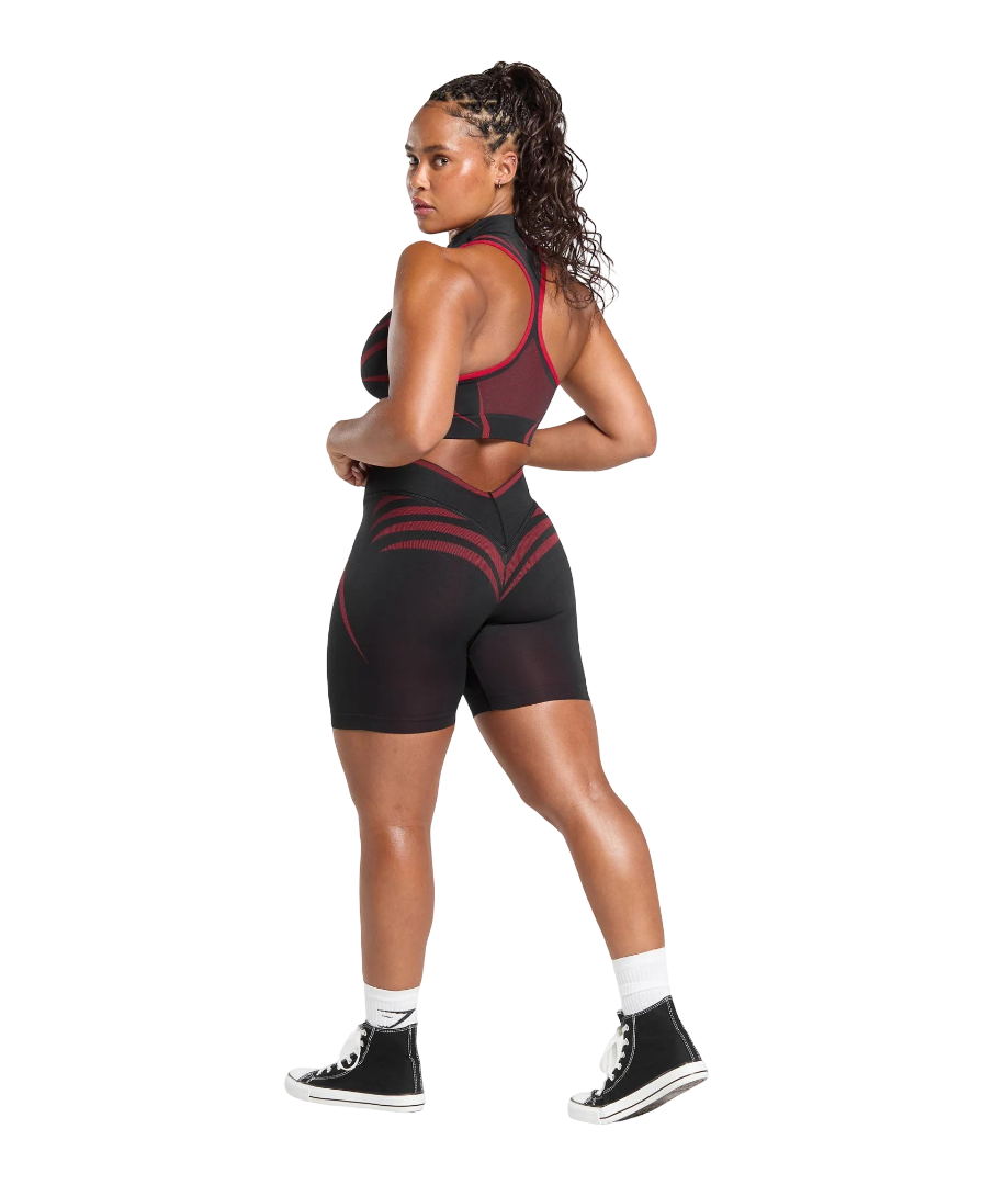 Apex Lift Seamless Shorts (Black/Carmine Red)