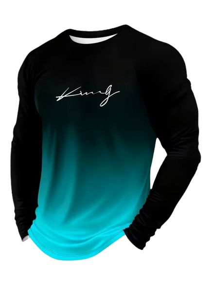 Men's Casual Long Sleeve T-Shirt (Gradient Color)