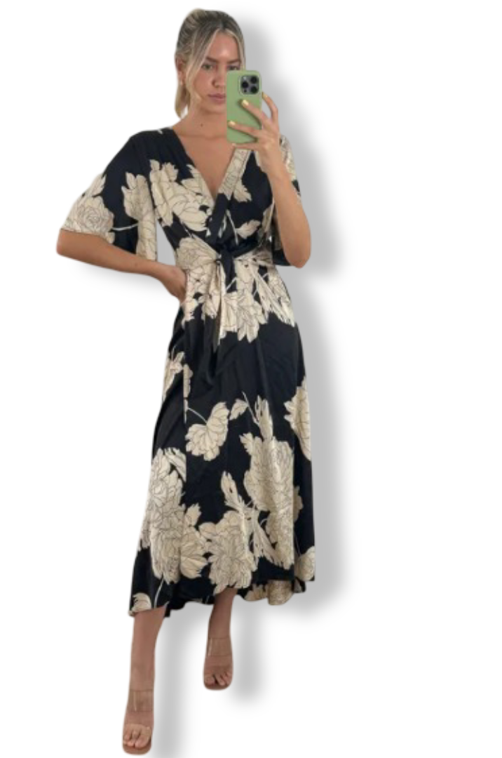 Women's Willow Satin Wrap Dress (White)