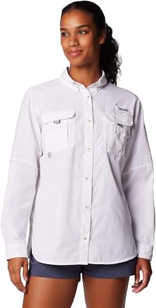 Women's: Columbia PFG Bahama II Long Sleeve Fishing Shirt (White Cap)