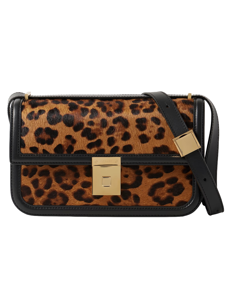 Demellier: Paris Calf Hair & Leather Shoulder Bag (Leopard Print)