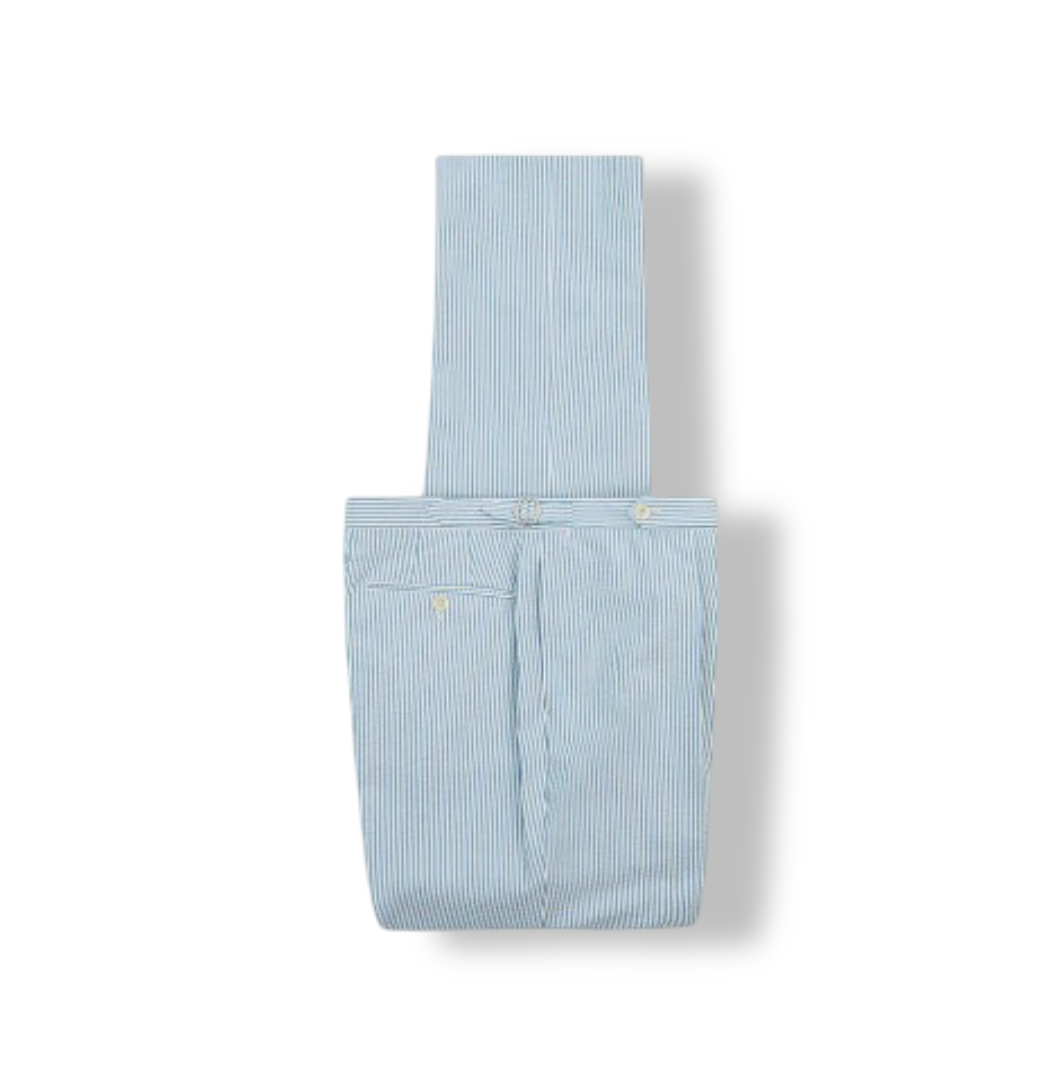 Women's Seersucker Cotton Single Pleat Trouser