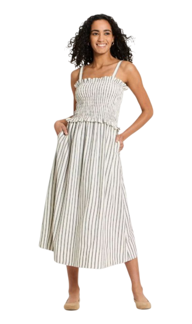 Universal Thread: Women's Sleeveless Woven Maxi Sundress (Cream Striped)