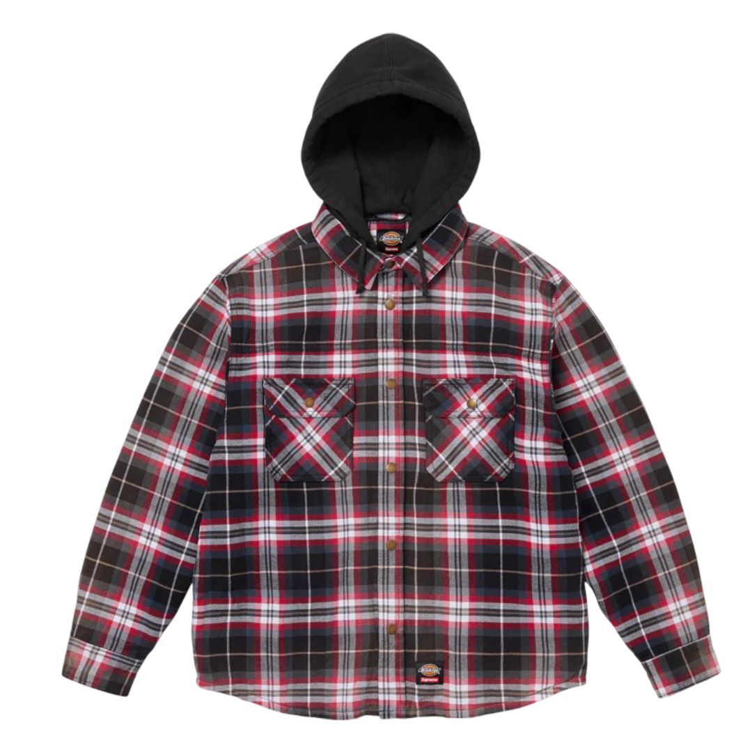 Dickies Lined Zip Up Hooded Flannel Shirt (Black)