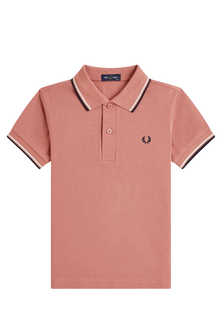 Kids Twin Tipped Fred Perry Shirt (Putty Pink)