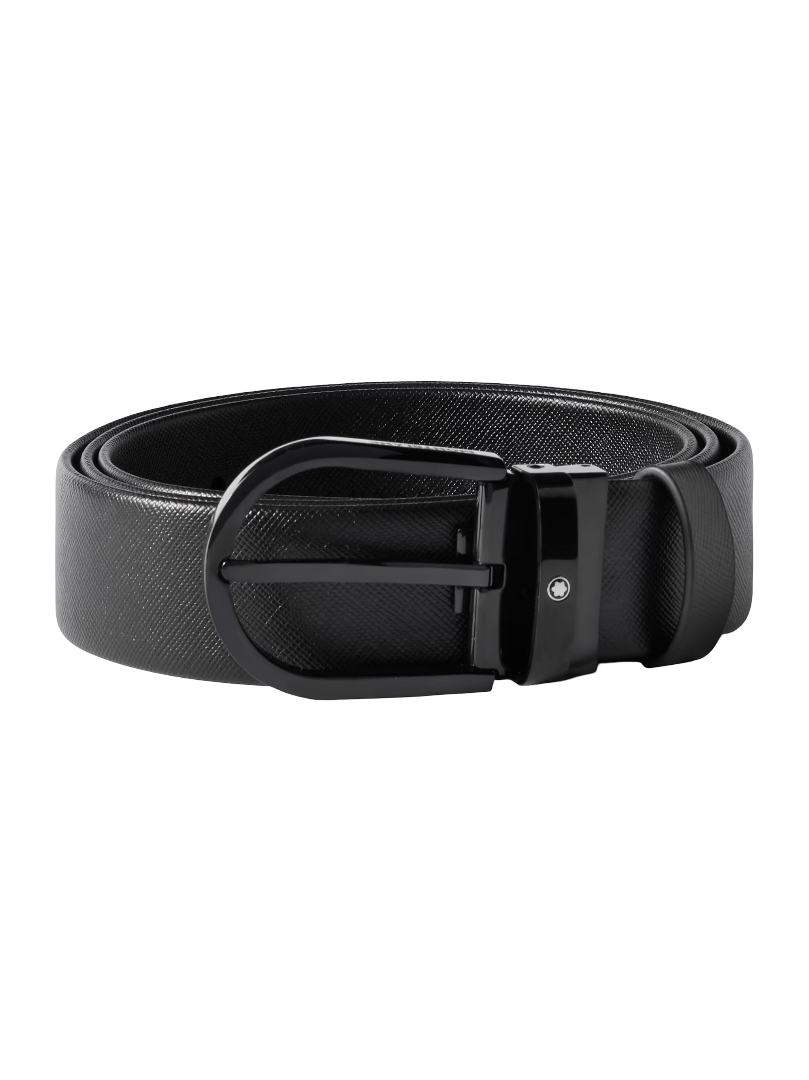 Montblanc: Cross-Grain Leather Belt (Black)