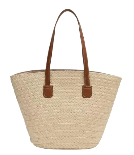 Woven Beach Tote Bag (Beige)