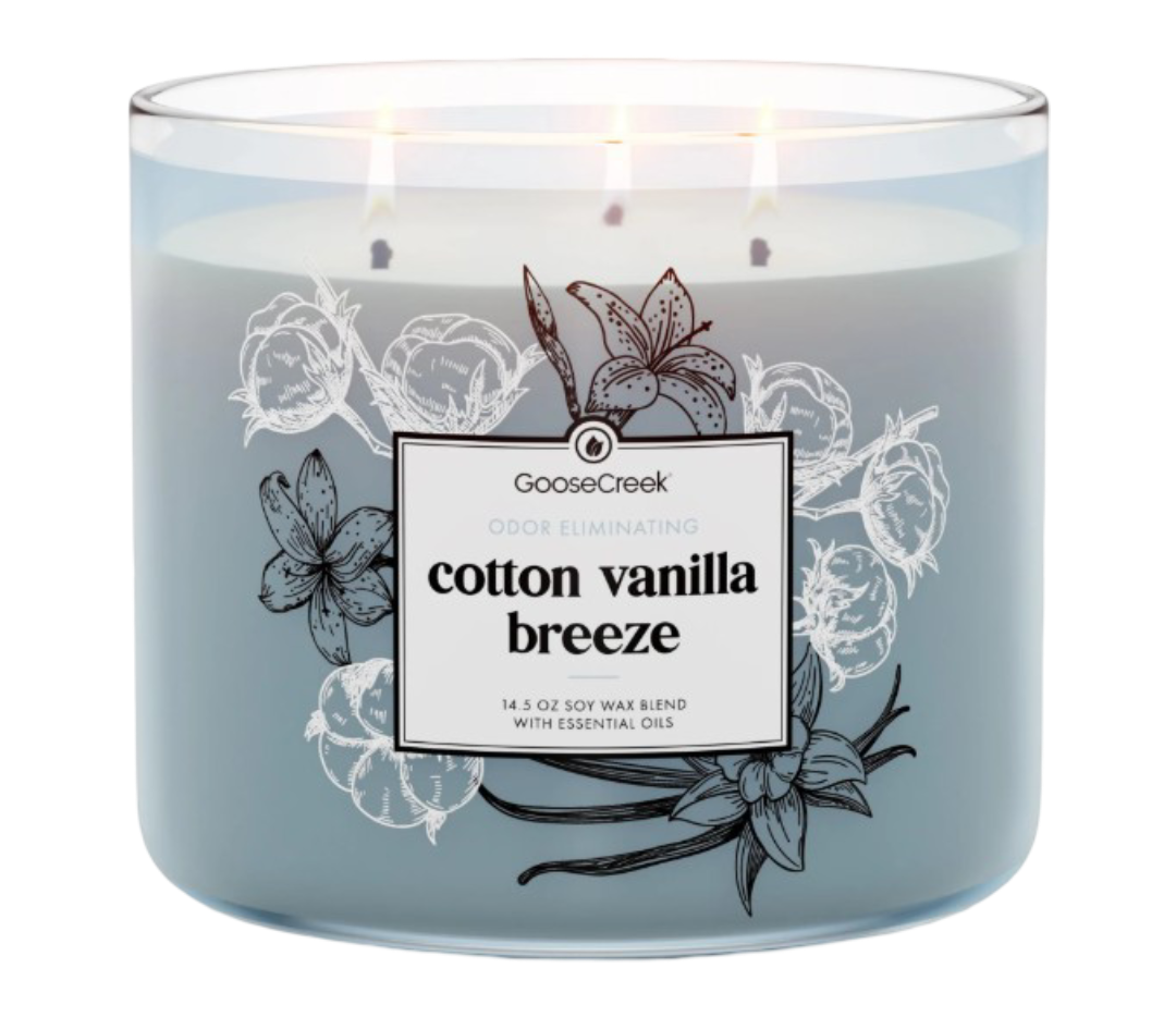 Odor Eliminating Cotton Vanilla Breeze 3-Wick Candle - 411g