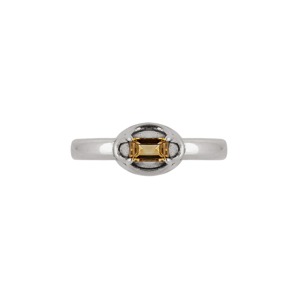 Silver Elizabeth Citrine Tudor Ring