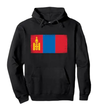 Mongolian Flag Pullover Hoodie (Black)