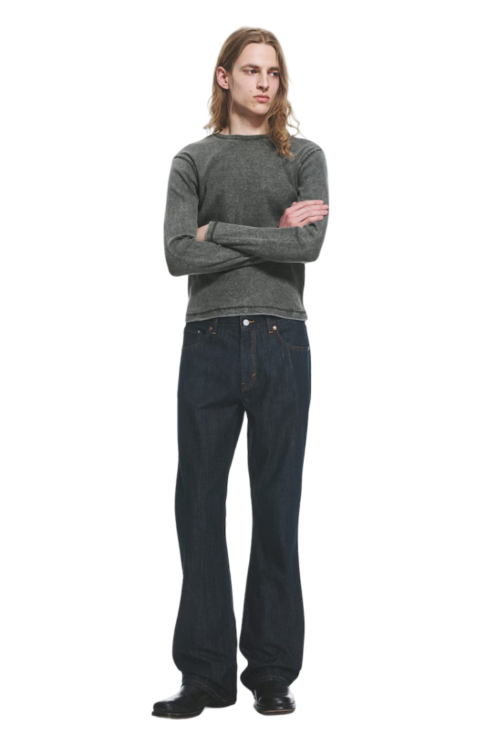 Mercury Mid-Rise Relaxed Bootcut-Leg Jeans (Blue Rinse - Dark Blue)