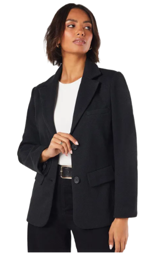 Dorothy Perkins: Herringbone Oversized Blazer (Black)