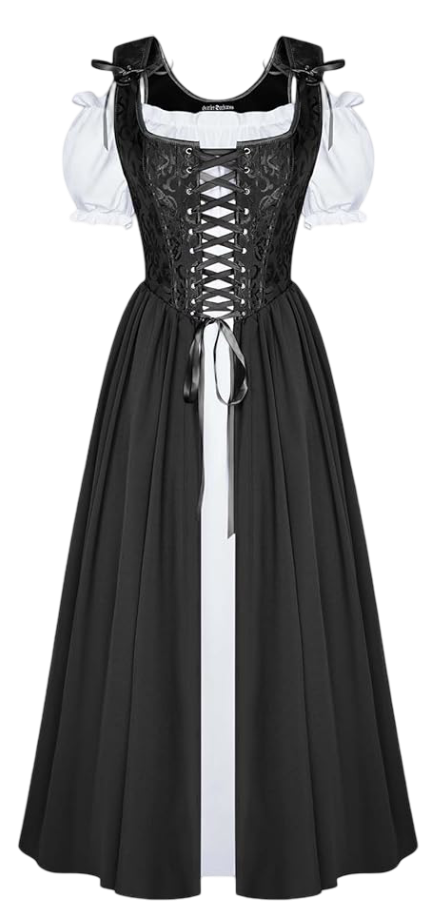 Scarlet Darkness: Women's Medieval Corset Dress Puff Sleeve Fairy Dress