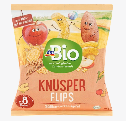 DmBio: Baby Snack Crispy Flips Sweet Potato-Apple - 30g