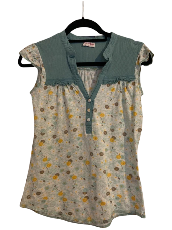 Miss Selfridge: Floral Cotton T-Shirt (Turquoise)