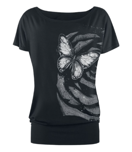 Full Volume: T-Shirt With Butterfly Print (Black)