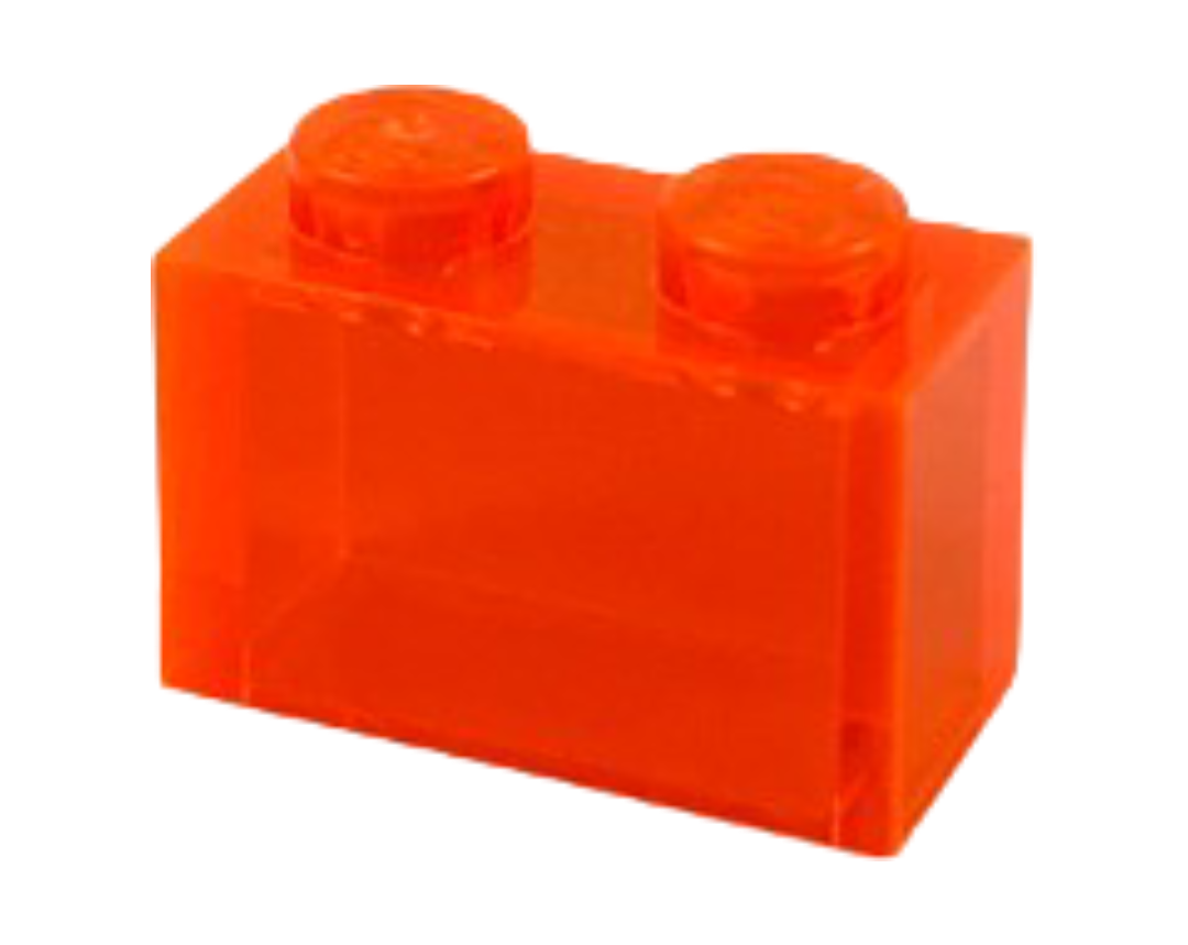 Brick - Transparent Neon Orange (1x2) Without Bottom Tube