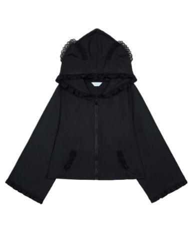 Jirai Kei: Hoodie Jacket with Cat Ears UPF50 Protection (Black)