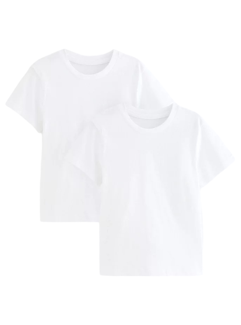 Crew Neck School T-Shirt - Pack of 2 (White)