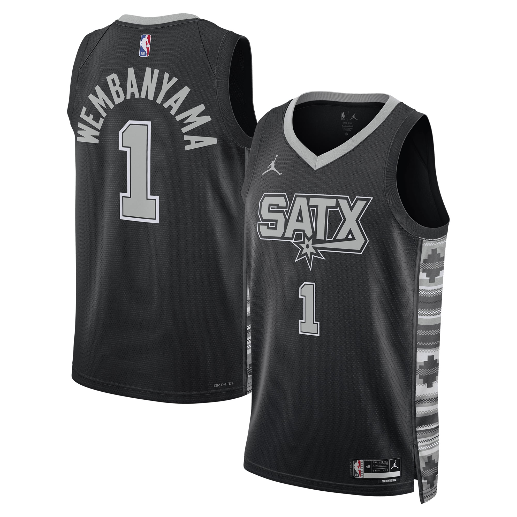 Unisex Jordan Brand: Victor Wembanyama San Antonio Spurs Swingman Jersey - Statement Edition (Black)