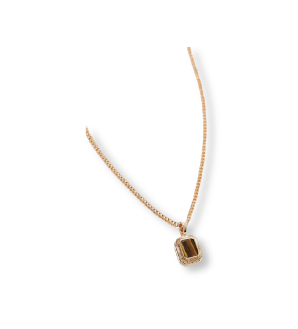 Asos: Tiger Eyes Stone Necklace (Gold Tone)