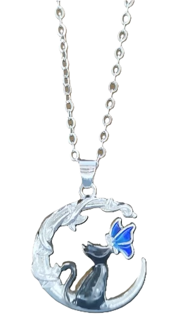Women's Pendant Necklace (Moon, Cat & Butterfly)