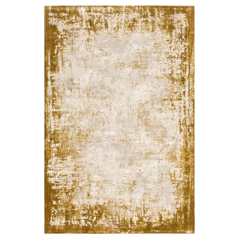 Williston Forge: Abrienne Soft Shiny Border Gold Rug