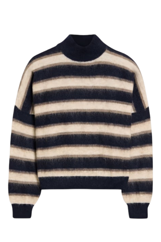 Brunello Cucinelli: Women's Brushed Striped Knitted Turtleneck Sweater