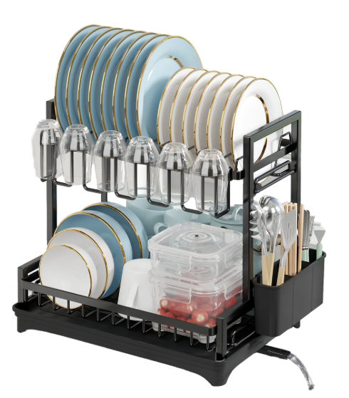 Neo: 2 Tier Large Dish Drying Rack with Drip Tray Set