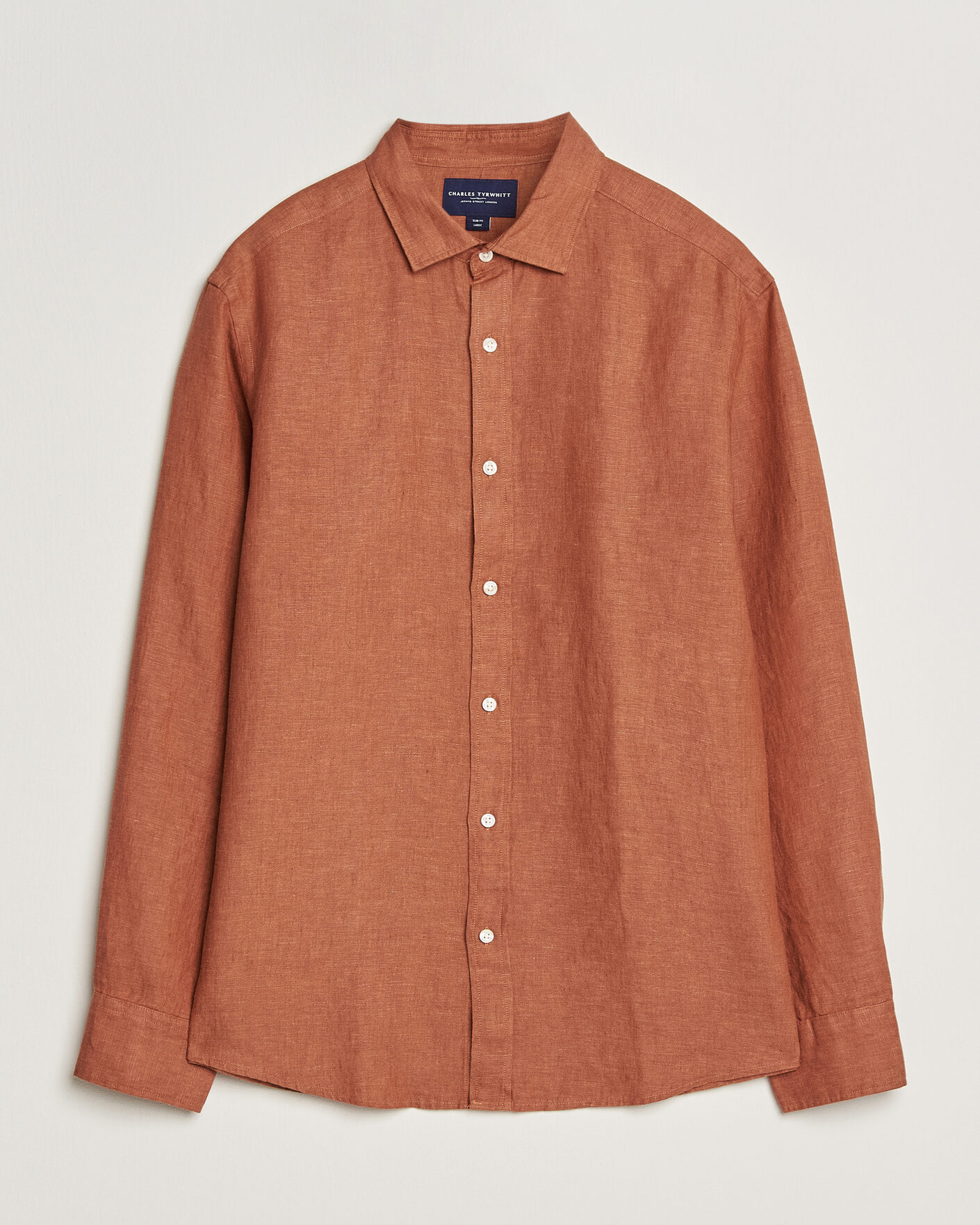 Men's Slim Fit Pure Linen Shirt (Dark Orange)
