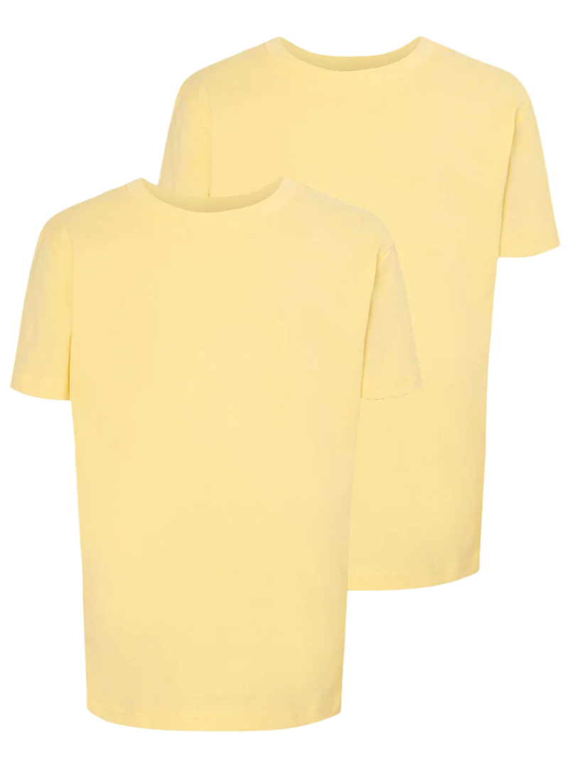 Crew Neck School T-Shirt - Pack of 2 (Yellow)