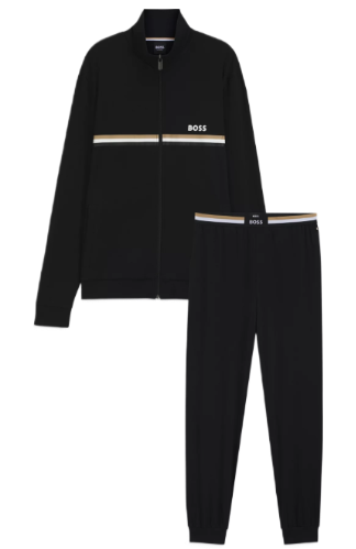 Stretch-Cotton Regular-Fit Tracksuit (Black)