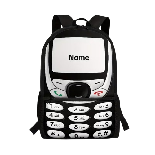 Retro Cell Phone Design Backpack (Personalized Name)