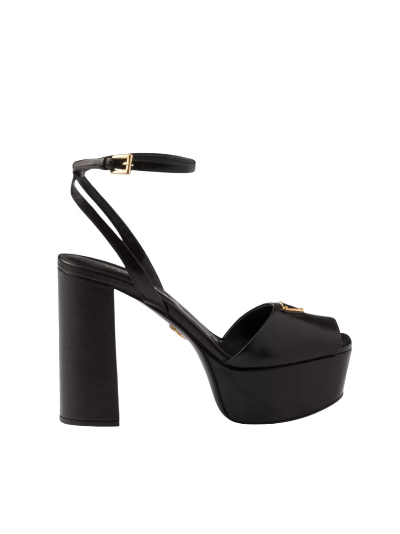 Prada: Nappa Leather Platform Sandals (Black)