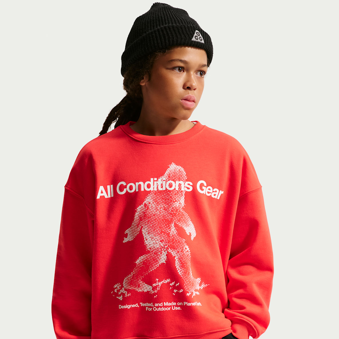 Big Kids' Nike ACG Yeti Crewneck Fleece (Light Crimson)