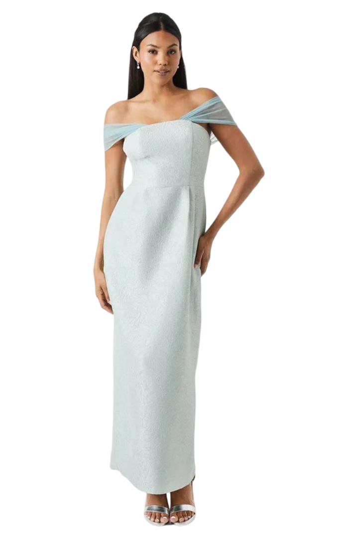 Coast: Jacquard Drape Shoulder Maxi Bridesmaid Dress (Sage)