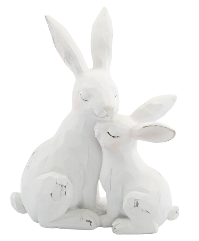 Rabbit & Baby Easter Decoration -  25cm x 12cm (White)