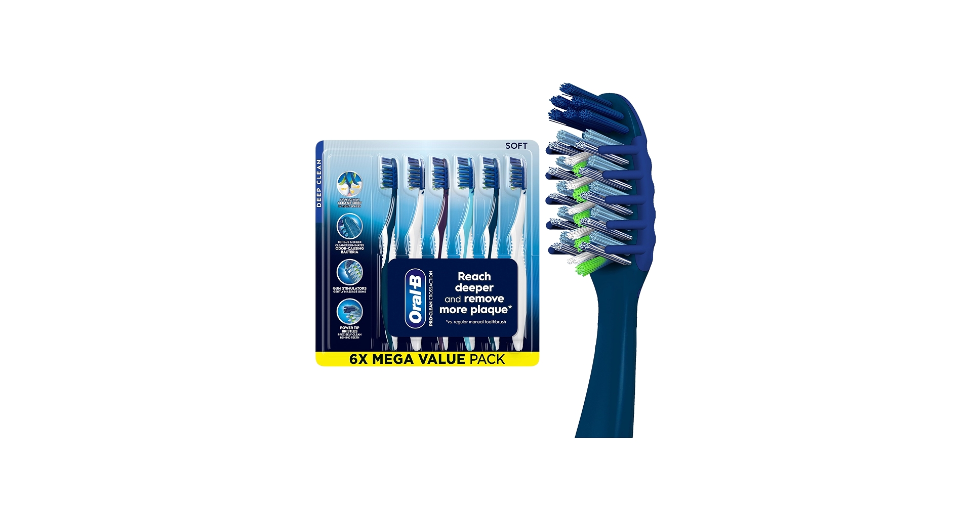 Oral-B: Pro Clean Cross Action Toothbrushes Deep Plaque Removal (6 Count)
