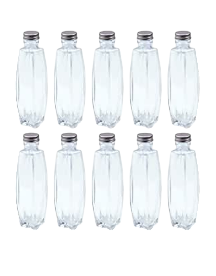 Herbarium Tonneau Shaped Glass Bottles - 200ml (Set of 10)