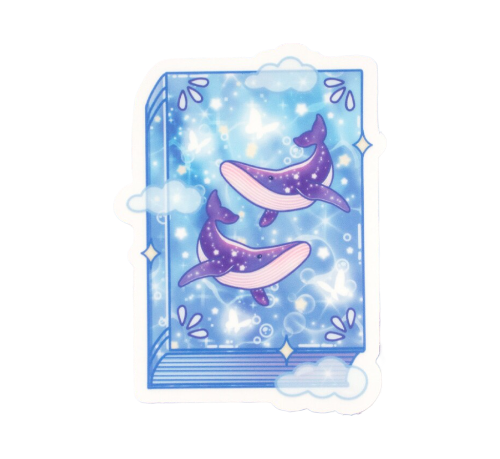 Whale Book Clear Waterproof Sticker