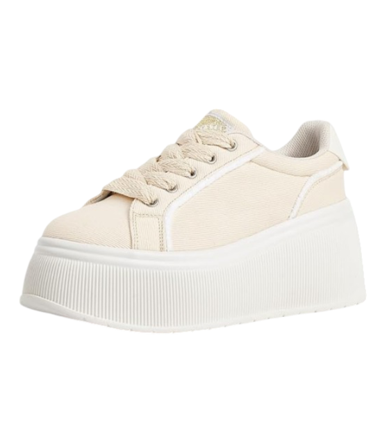 Lucky Step: Women's Platform Fashion Sneakers (Beige)