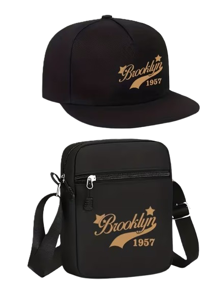 Brooklyn 1957: Graphic Print Unisex Baseball Cap and Crossbody Bag Set