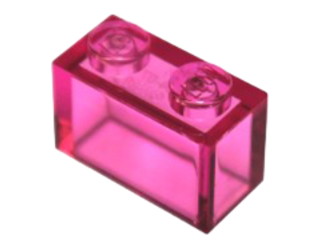 Brick - Transparent Dark Pink (1x2) Without Bottom Tube