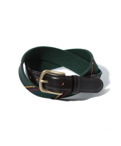 Beams Plus Leather Tab Ribbon Belt (Green)