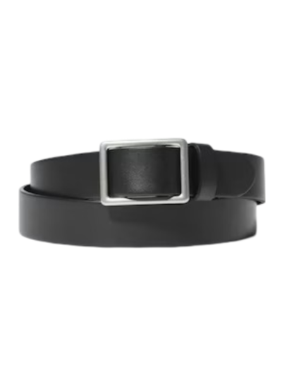 Italian Leather Slide Buckle Belt (Black)