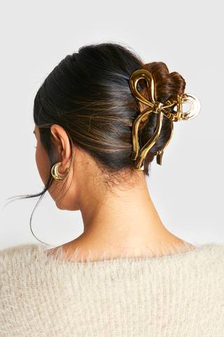 Boohoo Love Heart Metal Claw Clip (Gold)