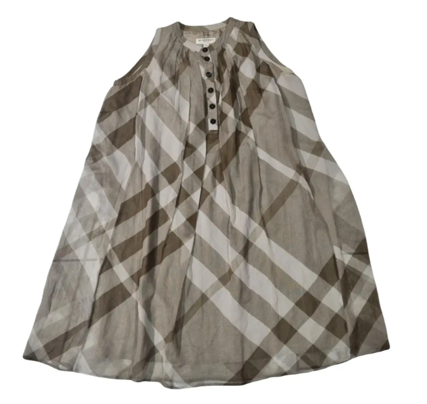 Burberry: Silk Mid-length Dress (Brown)