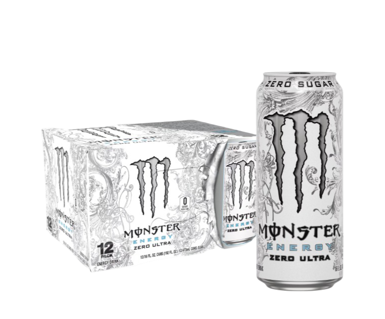 Monster Energy: Zero Ultra Sugar Free Energy Drink - 16 Fl Oz (12 Pack)